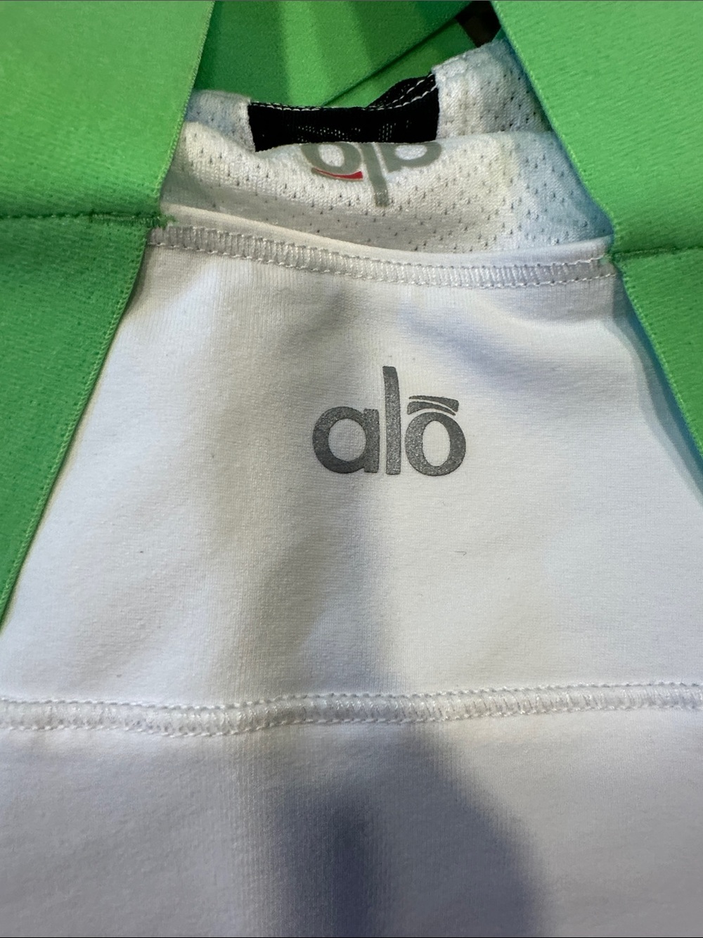 ALO Yoga White Tank Top with Green Trim